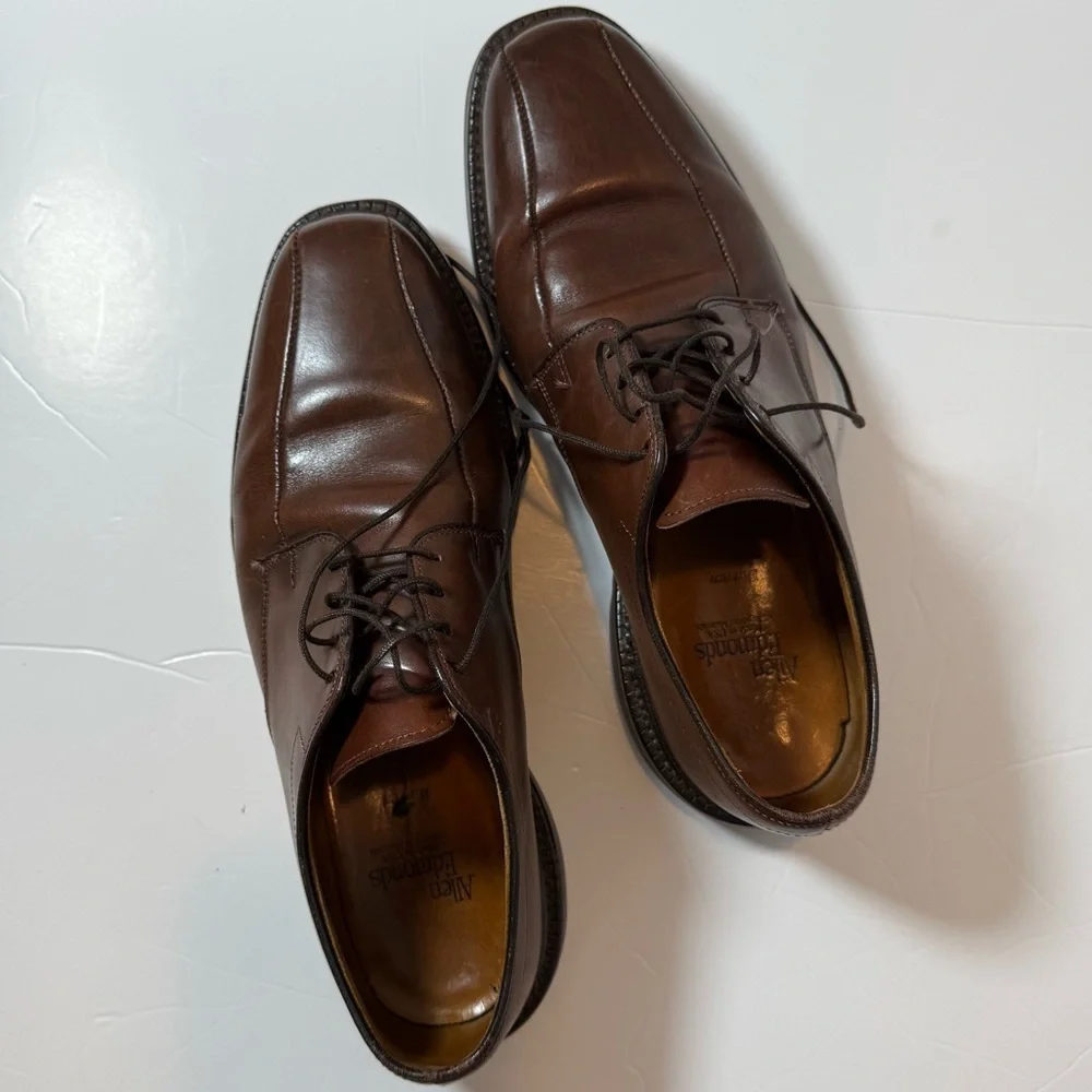 Allen Edmonds Sz 7.5D Shoes Warren Bicycle Toe Blucher Oxford Brown Leather 2292